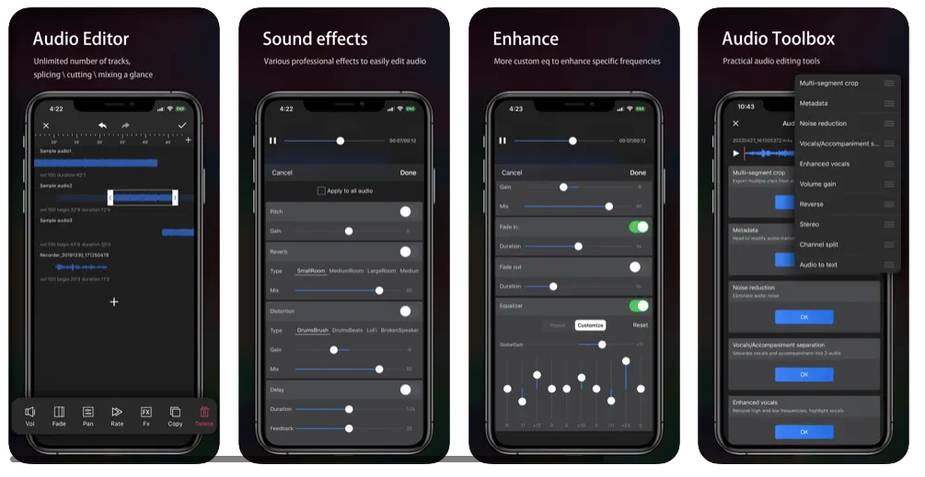 Interfaz de la app AudioEdit