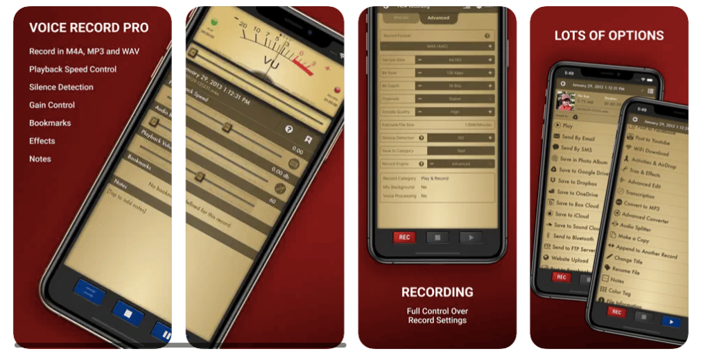 Interfaz de la app VoiceRecord