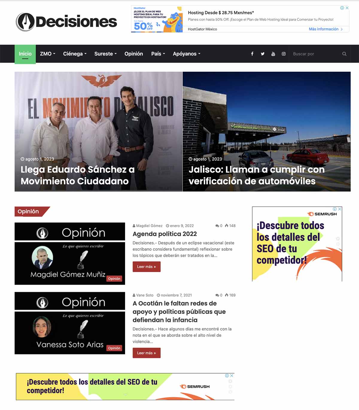 Decisiones.com.mx, proyecto de periodismo digital de la Zona Metropolitana de Ocotlán, Jalisco.