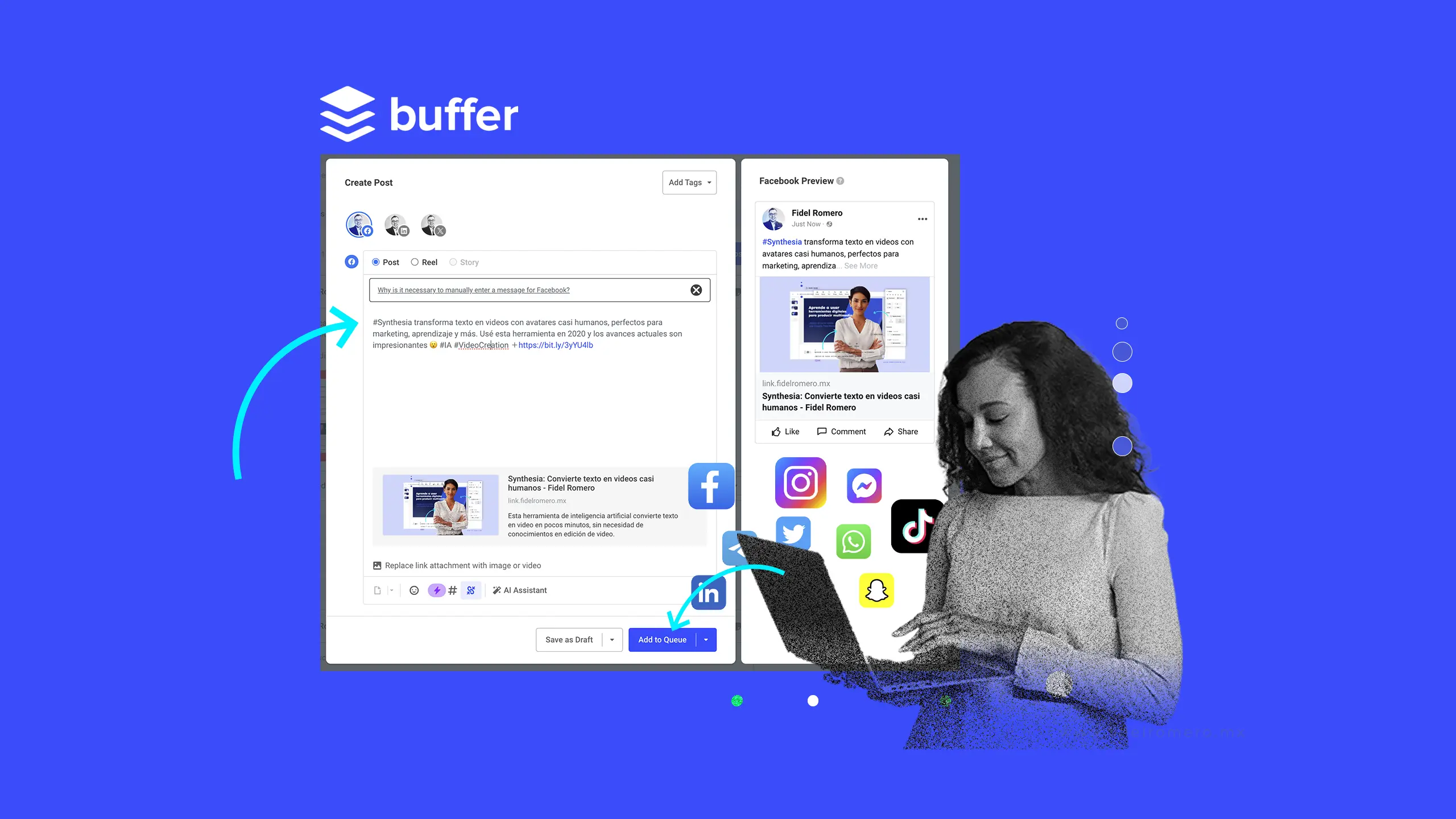 Cómo programar y administrar contenido en redes sociales con Buffer - Fidel Romero